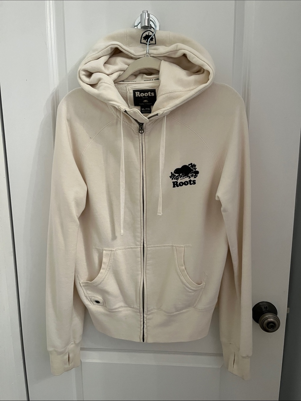 Roots XL Cream Green Hoodie
